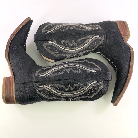 Team West Men's Brown Leather Pointed Toe Pull On Western Boots - Size US 6.5 - Picture 3 of 8